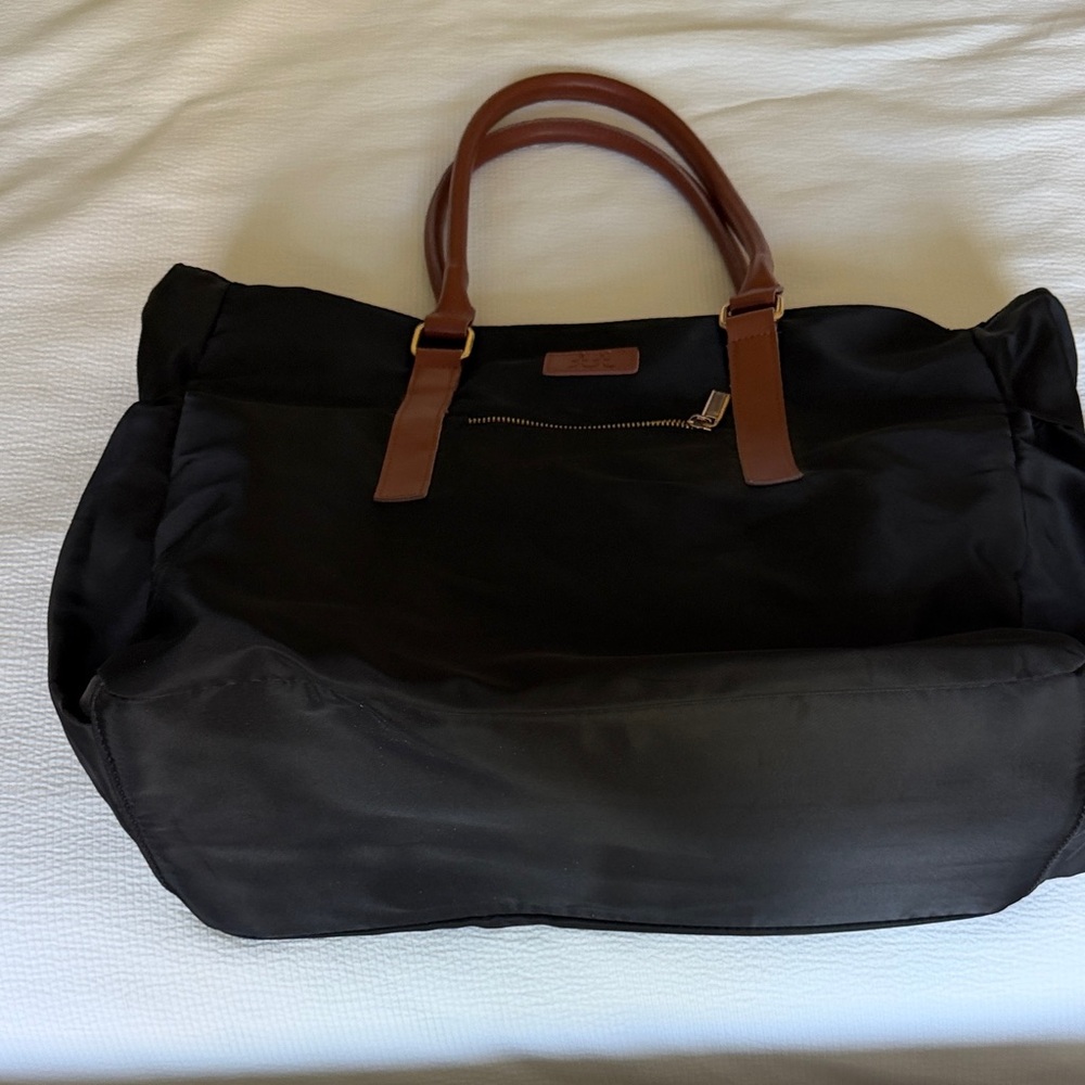 Black Tote with Brown Leather Handles